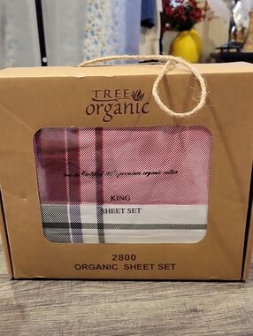 King Size 100% Organic Cotton Sheet Set For 18 In.deep Mattress/ Christmas Plaid